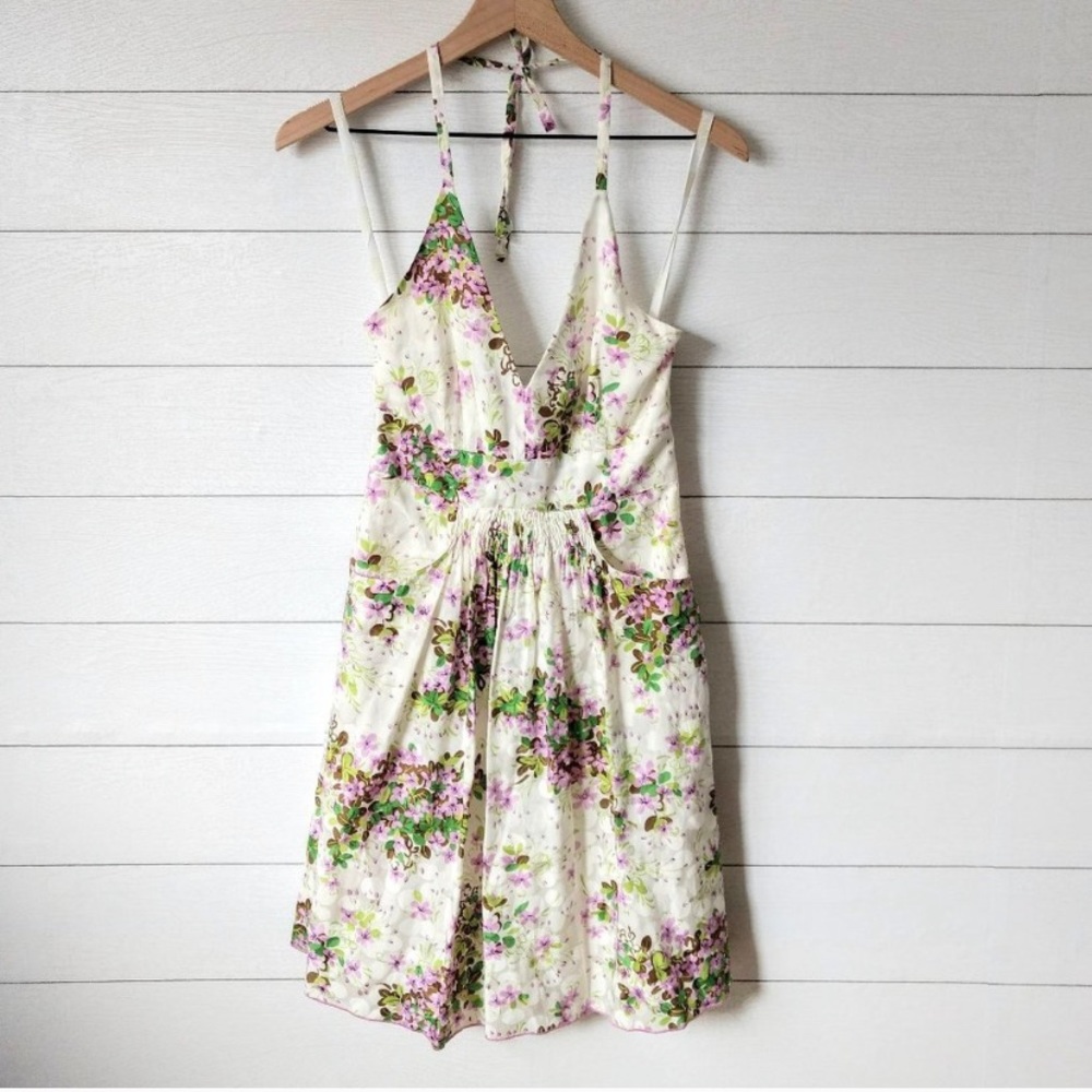 Anthropologie ANNA SUI Silk Lilac Floral H…